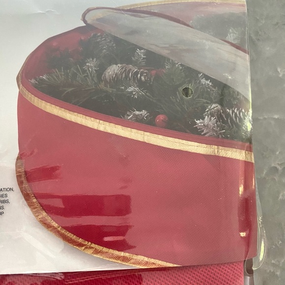 Simplify Holiday/ Christmas Set of Two 30 Inch Wreath Storage Totes- Red & Gold - Picture 10 of 14